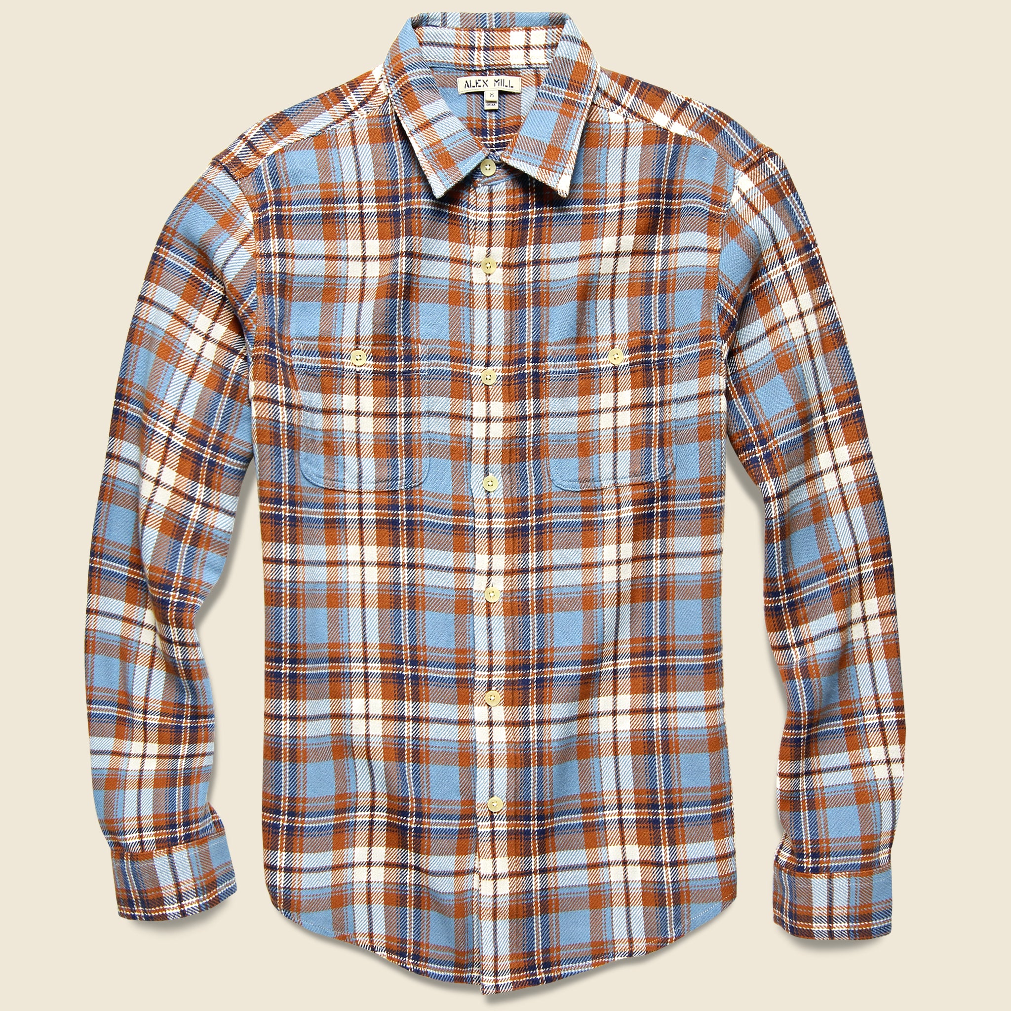 Fall Plaid Chore Shirt - Light Blue/Tan - Alex Mill - STAG Provisions - Tops - L/S Woven - Plaid