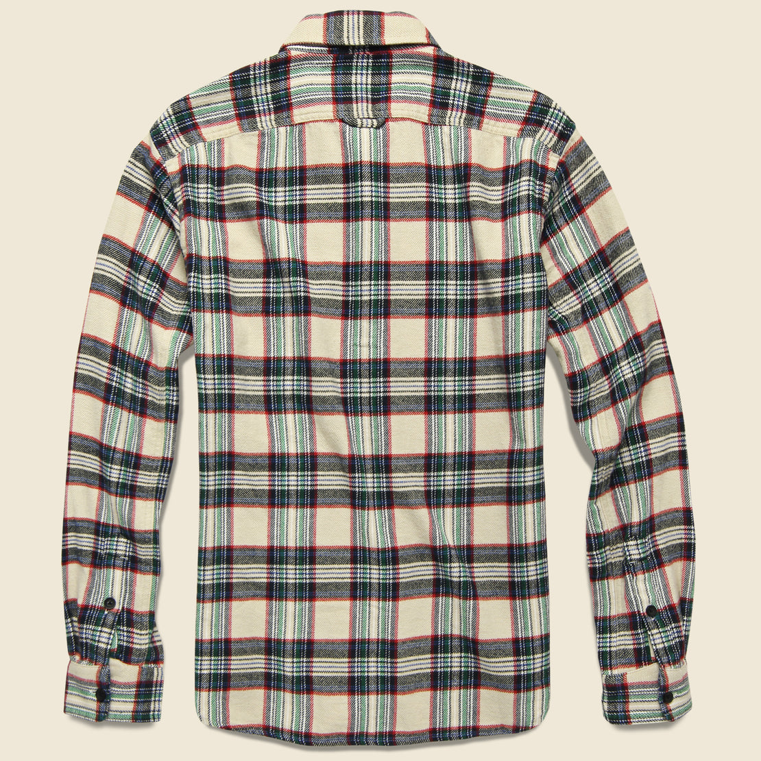 Plaid Patch & Flap Flannel - Ivory/Navy