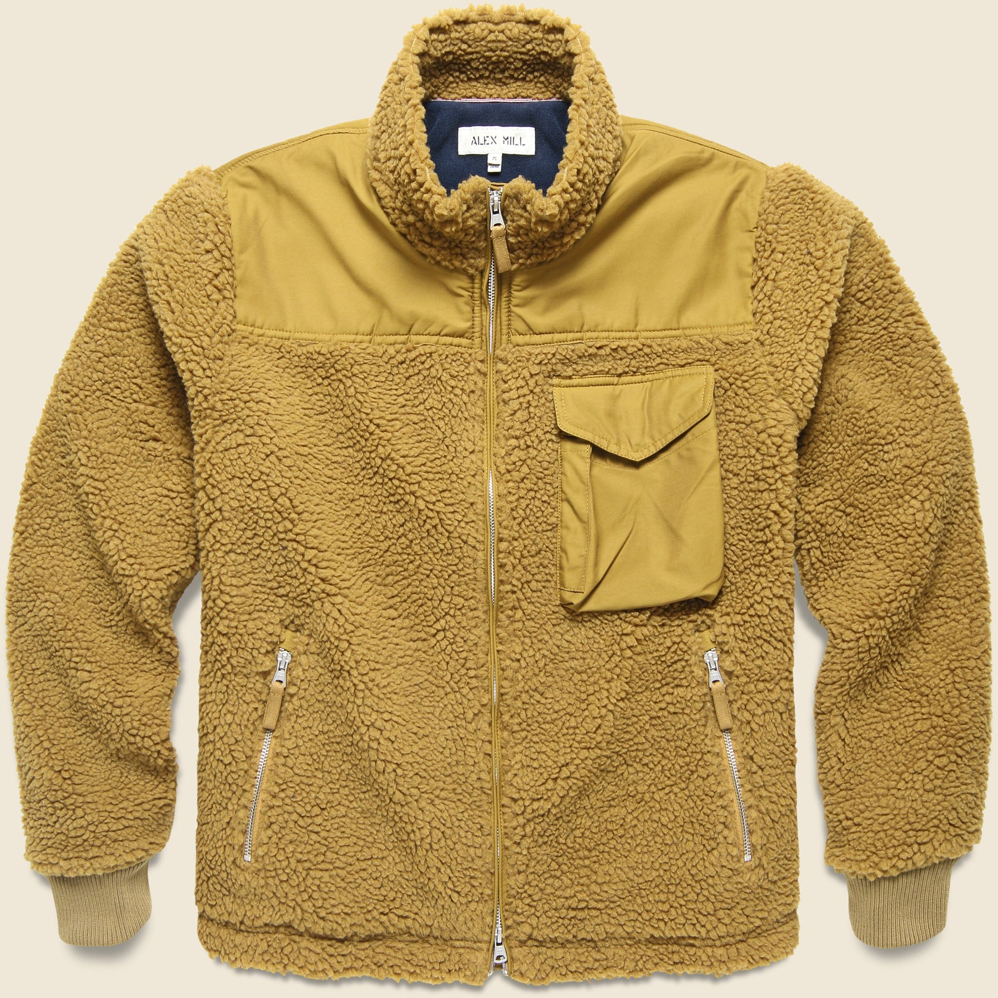 Sherpa Zip Jacket - Golden Khaki - Alex Mill - STAG Provisions - Outerwear - Coat / Jacket