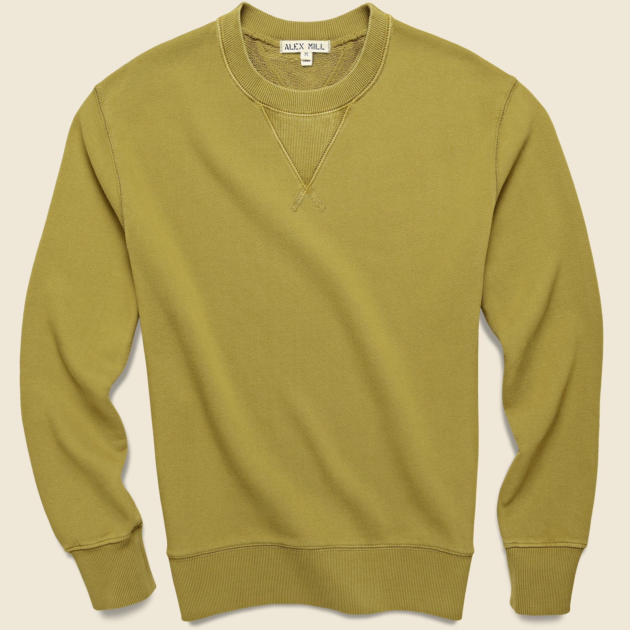 Garment Dyed Crewneck Sweatshirt - Golden Olive - Alex Mill - STAG Provisions - Tops - Fleece / Sweatshirt