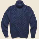 Fisherman Cable Turtleneck - Navy - Alex Mill - STAG Provisions - Tops - Sweater