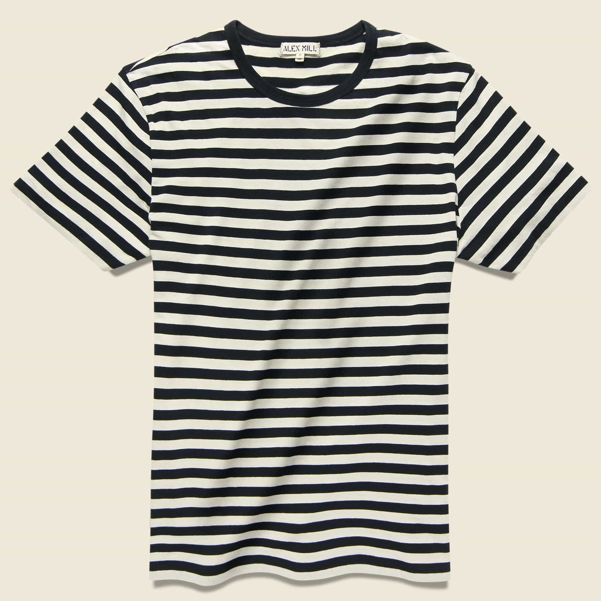 Striped Crew Tee - Anthricite/Bone - Alex Mill - STAG Provisions - Tops - S/S Tee