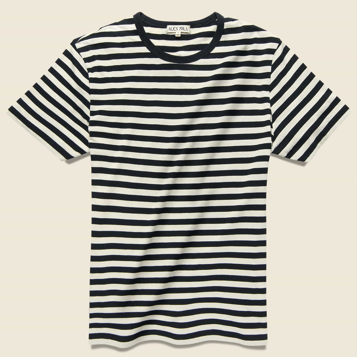 Striped Crew Tee - Anthricite/Bone