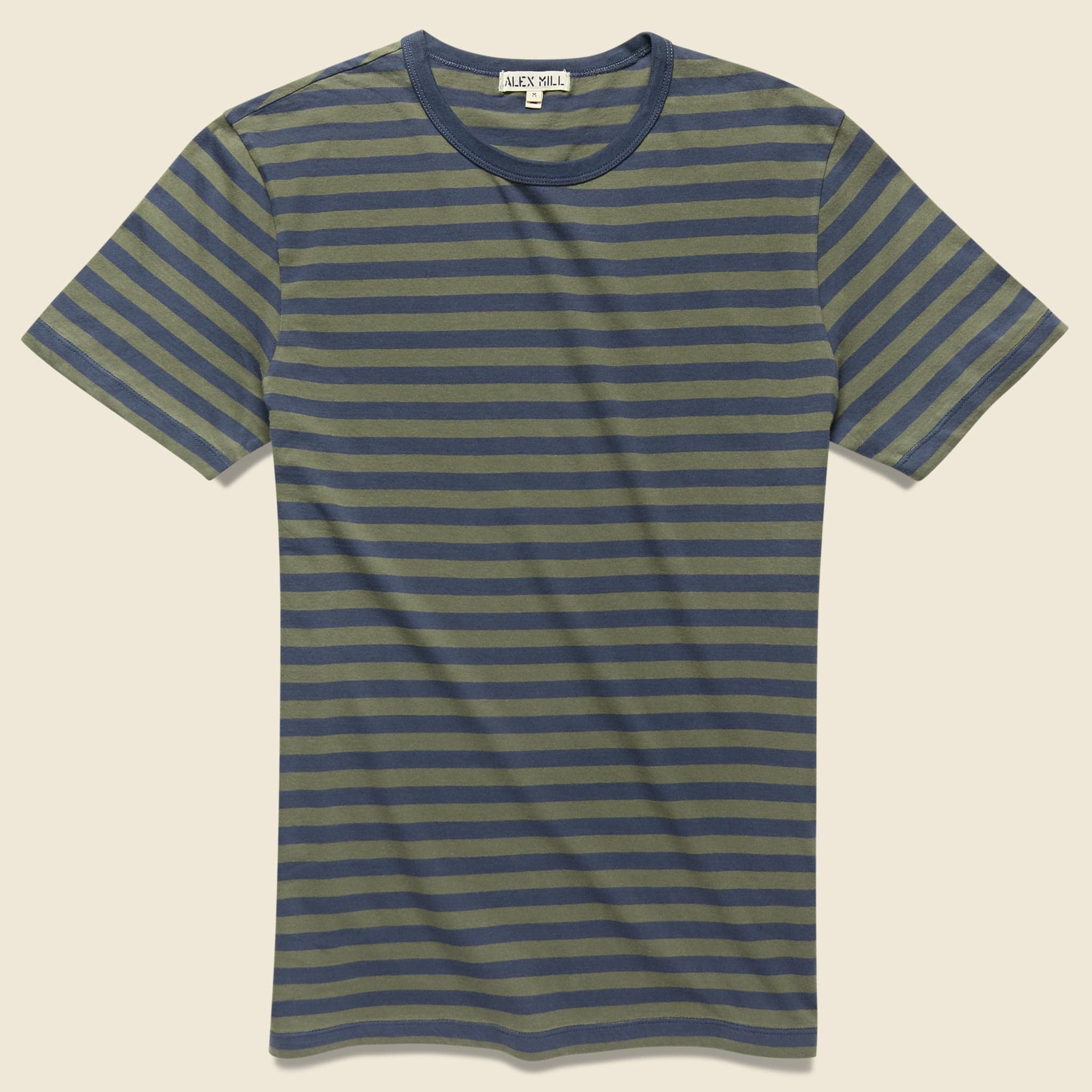 Striped Crew Tee - Asphalt/Army Olive - Alex Mill - STAG Provisions - Tops - S/S Tee