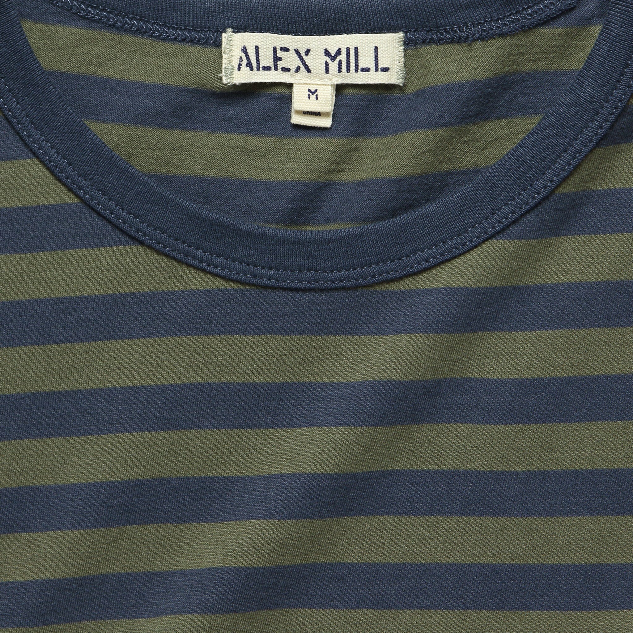 
                          Striped Crew Tee - Asphalt/Army Olive - Alex Mill - STAG Provisions - Tops - S/S Tee
                        