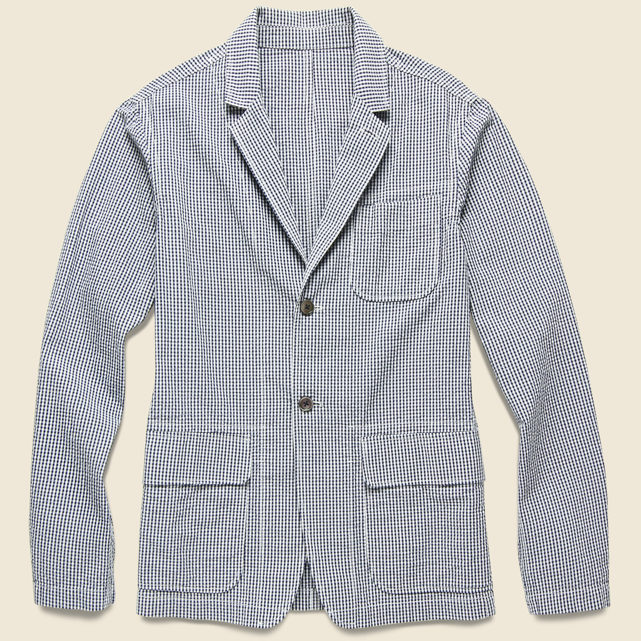 Gingham Seersucker Suit Jacket - Navy/White - Alex Mill - STAG Provisions - Suiting - Sport Coat