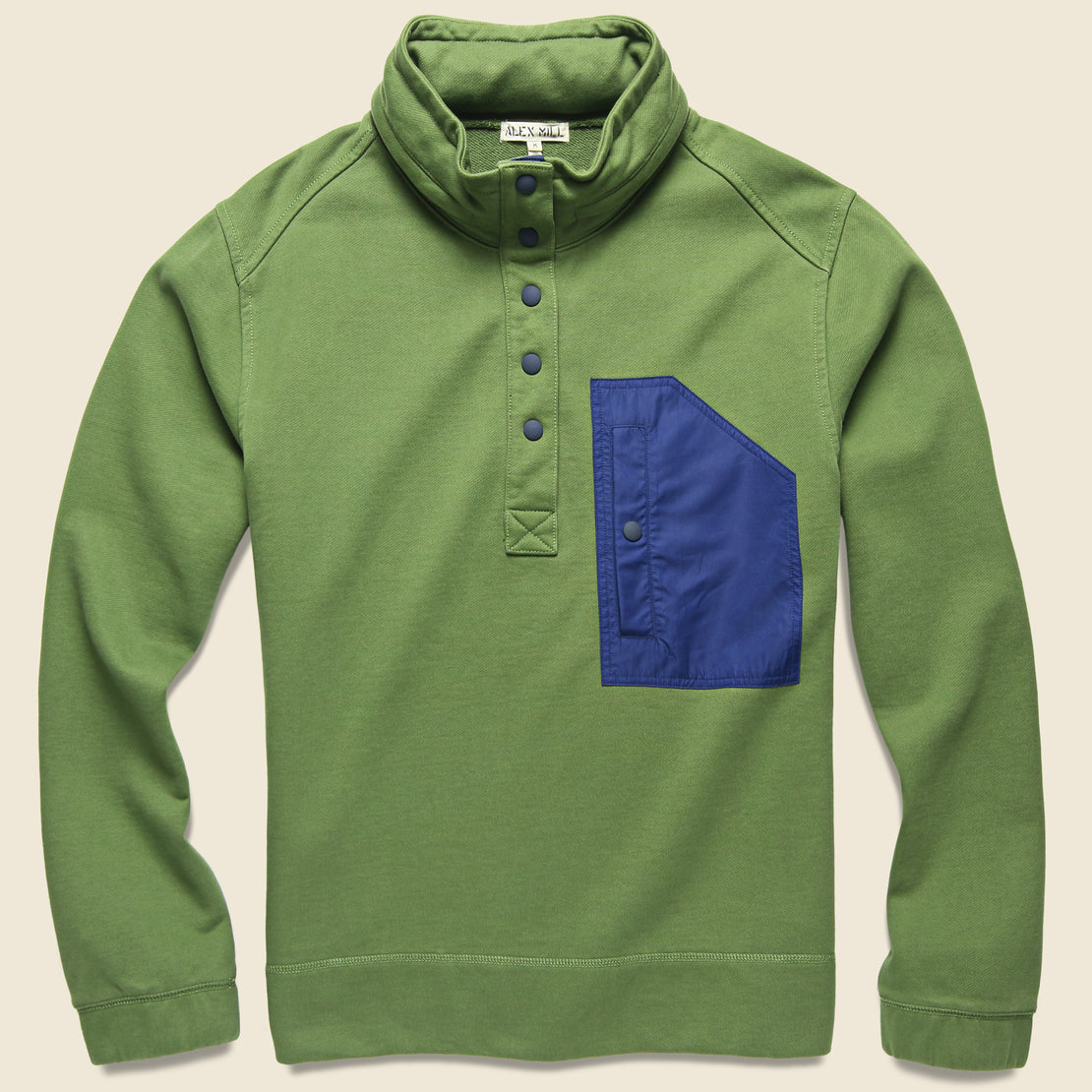 Alex Mill Compact Terry Popover Sweatshirt - Army Olive