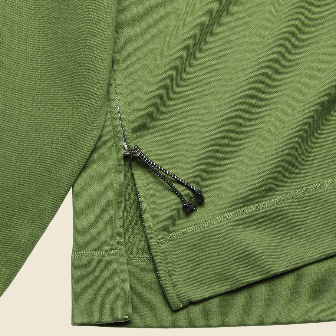 Compact Terry Popover Sweatshirt - Army Olive - Alex Mill - STAG Provisions - Tops - Fleece / Sweatshirt