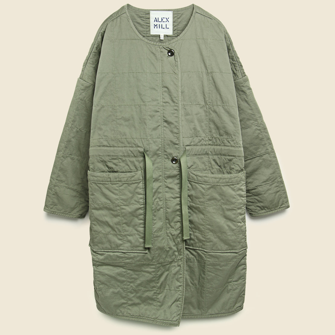 Alex Mill Christopher Quilted Coat - Military Green