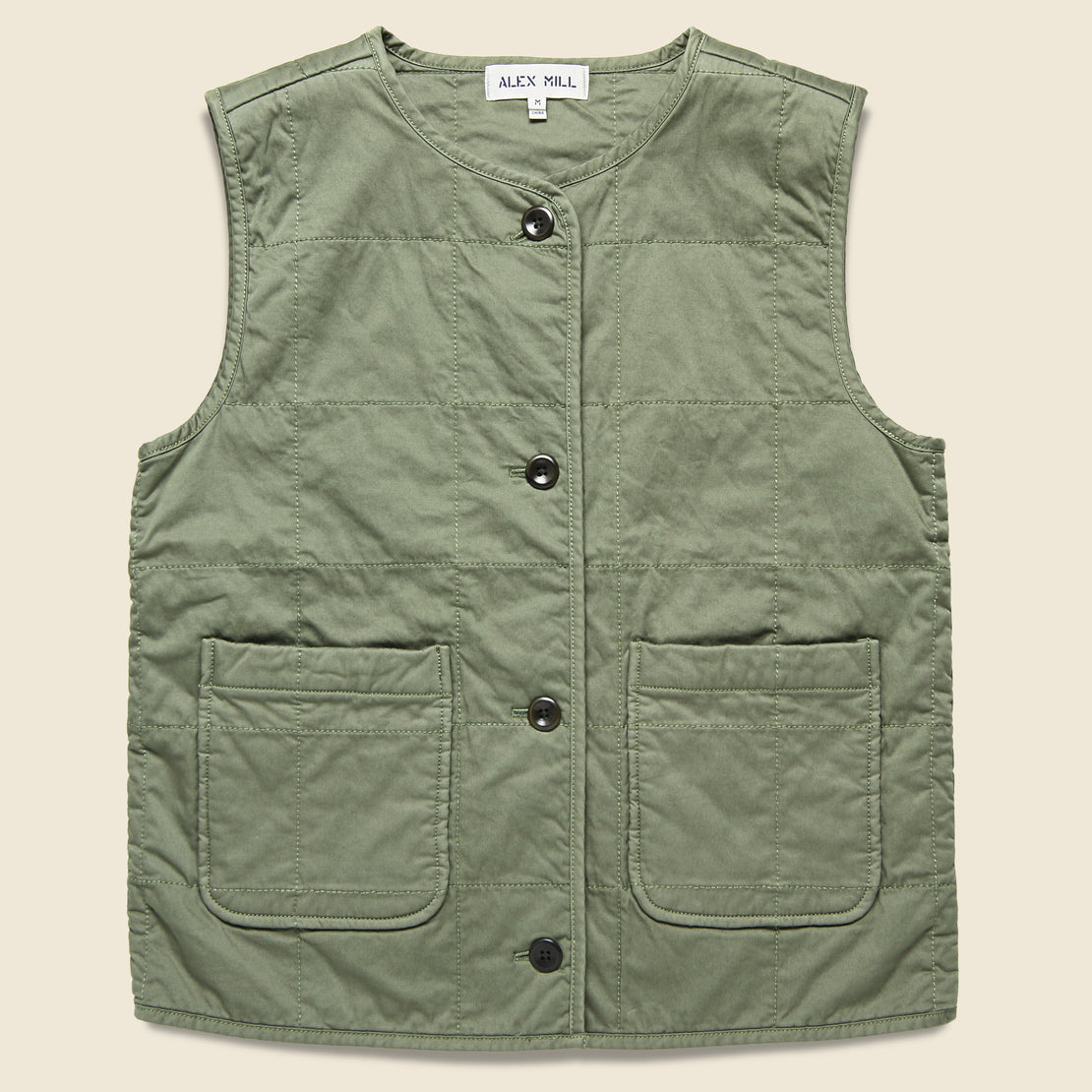 Alex Mill Christopher Quilted Vest - Military Green