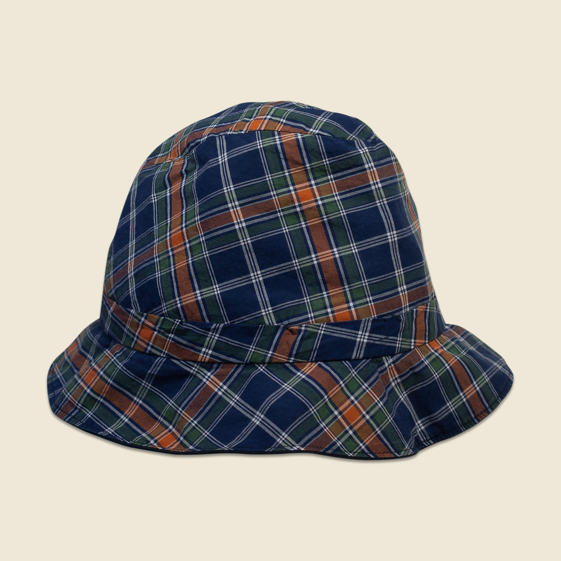 Reversible Bucket Hat - Navy/Plaid