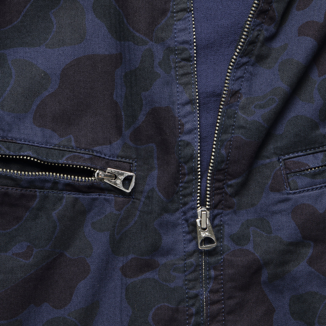 Herringbone Camo Zip Jacket - Navy - Alex Mill - STAG Provisions - Outerwear - Coat / Jacket
