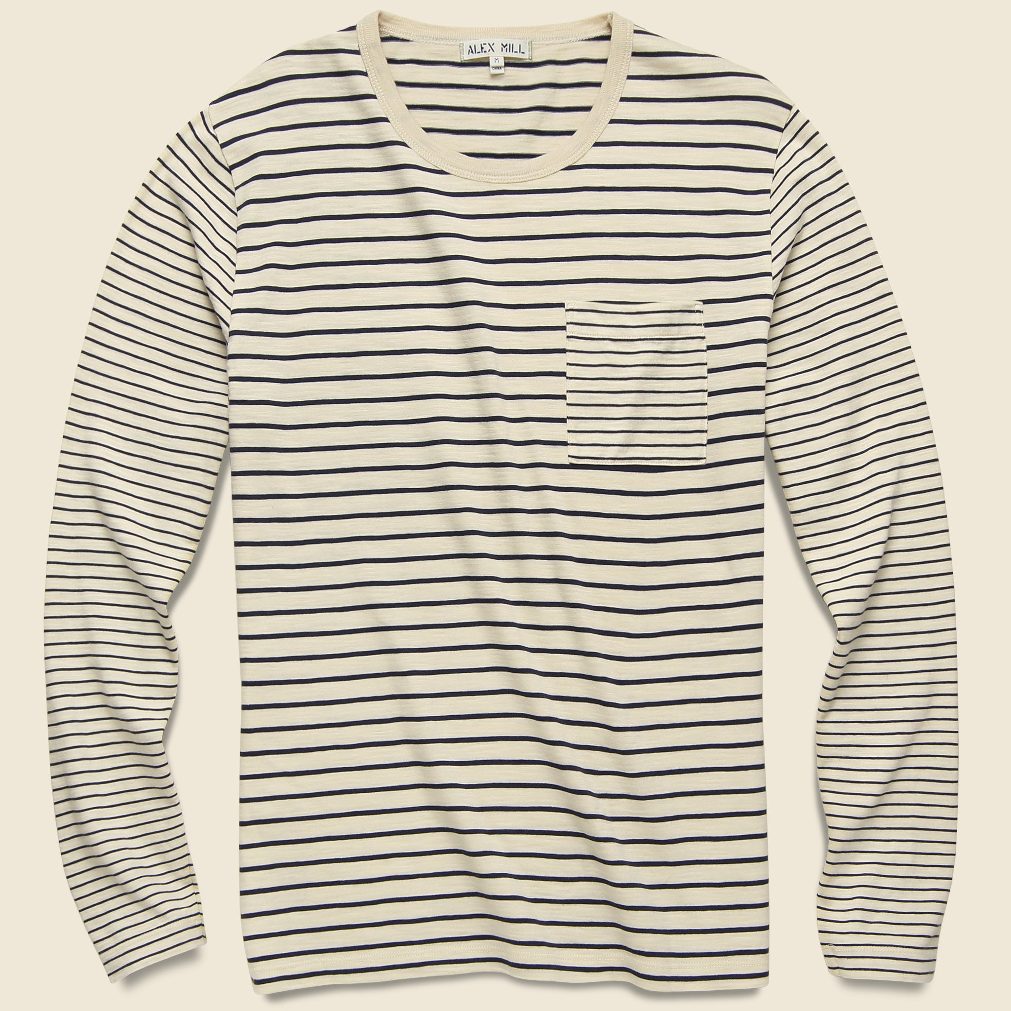 Mixed Stripe Pocket Tee - Canvas/Navy - Alex Mill - STAG Provisions - Tops - L/S Tee