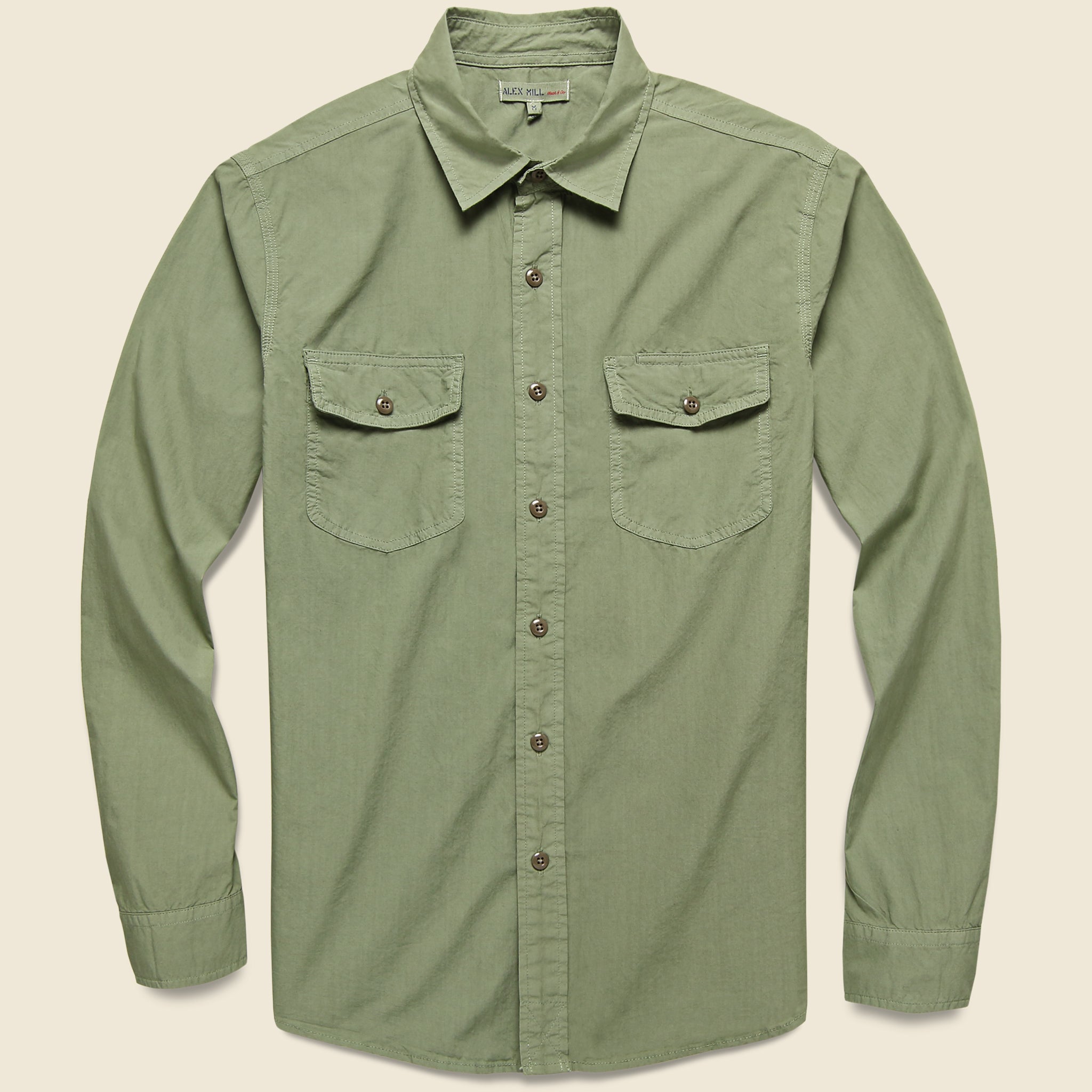 Garment Dyed Field Shirt - Military Green - Alex Mill - STAG Provisions - Tops - L/S Woven - Solid