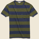 Wide Striped Pocket Tee - Navy/Military Green - Alex Mill - STAG Provisions - Tops - S/S Tee