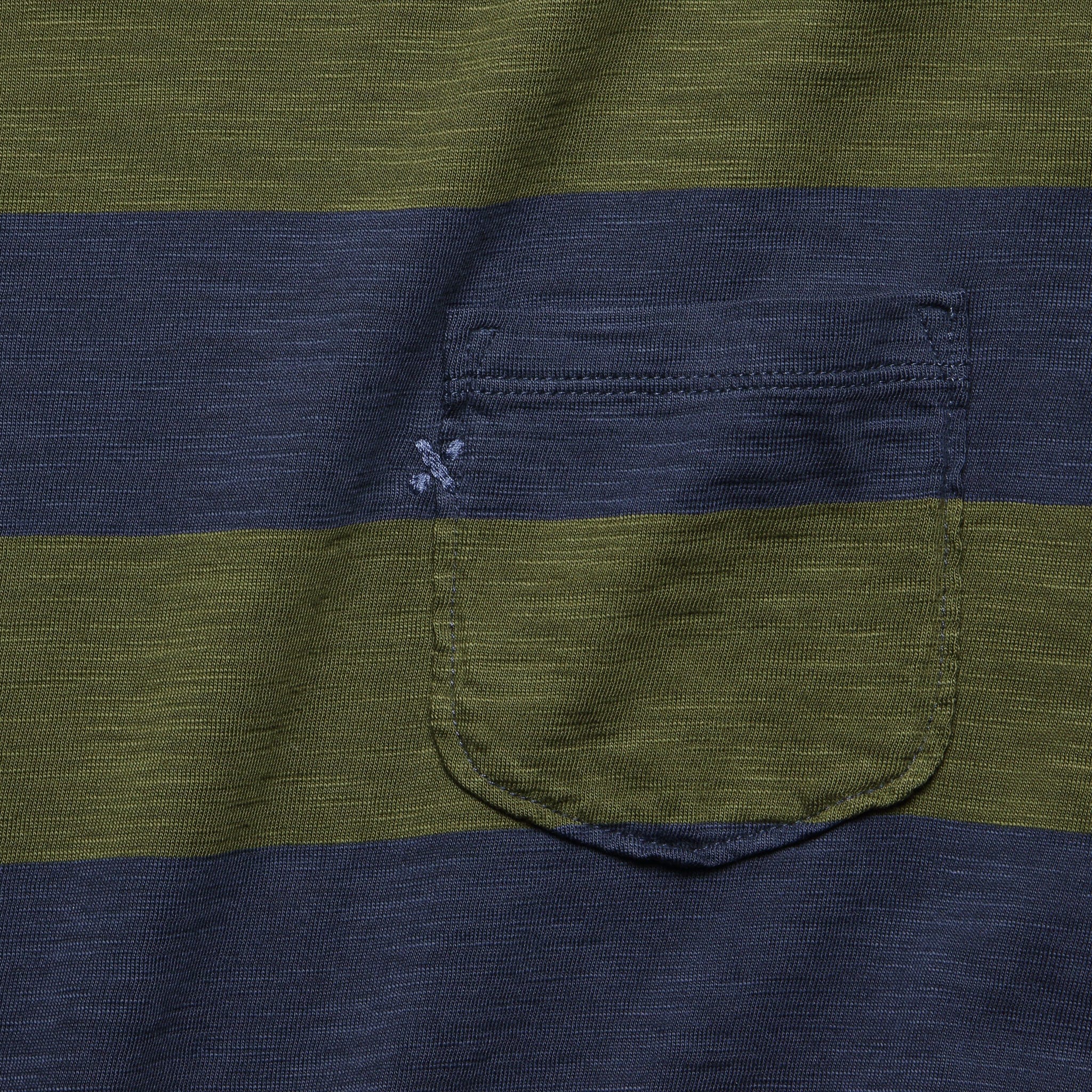 
                          Wide Striped Pocket Tee - Navy/Military Green - Alex Mill - STAG Provisions - Tops - S/S Tee
                        