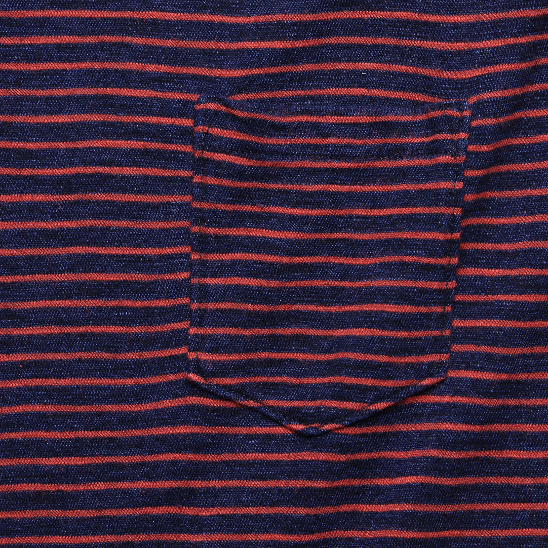 Thin Stripe Pocket Tee - Indigo/Red - Alex Mill - STAG Provisions - Tops - S/S Tee