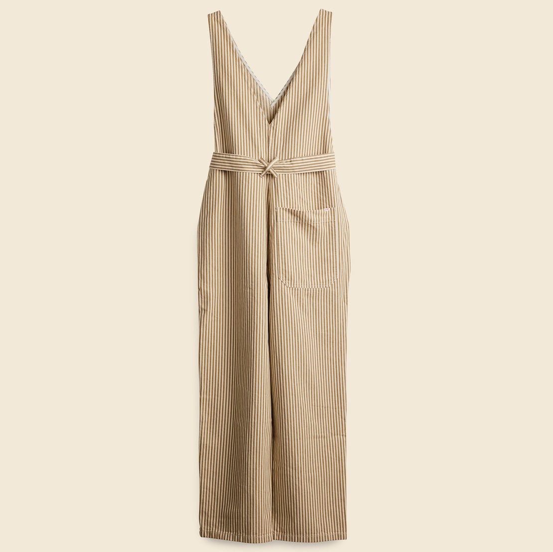 Ollie Overall - Khaki/Ivory Railroad Stripe - Alex Mill - STAG Provisions - W - Onepiece - Overalls