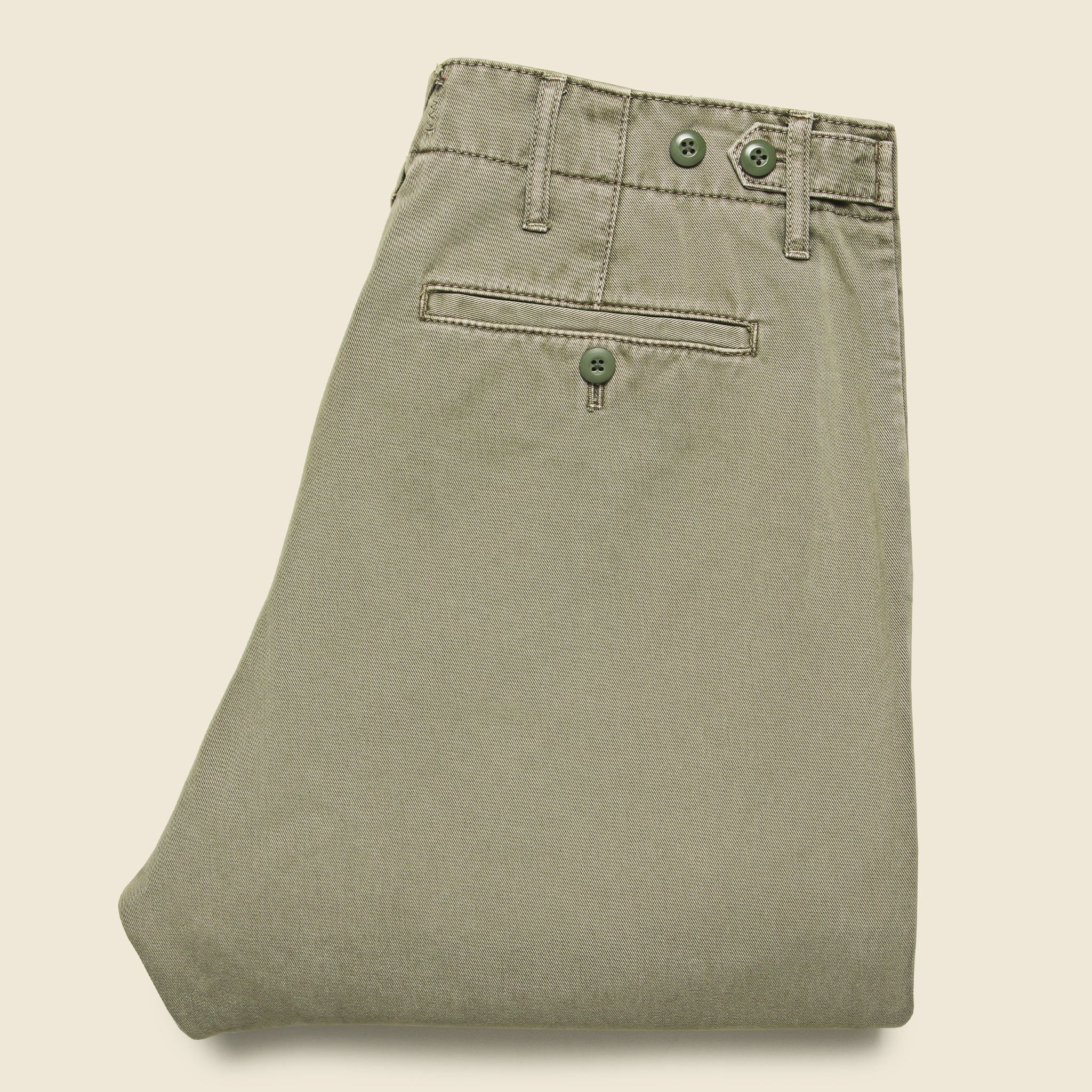 Straight Leg Vintage Wash Chino - Vintage Olive - Alex Mill - STAG Provisions - Pants - Twill