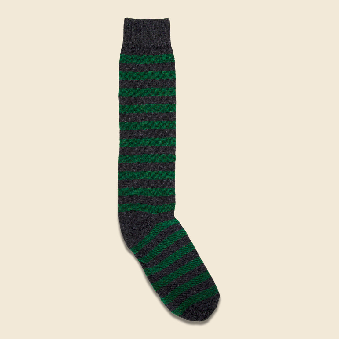 American Trench Rugby Stripe Crew Sock - Carbon/Forrest