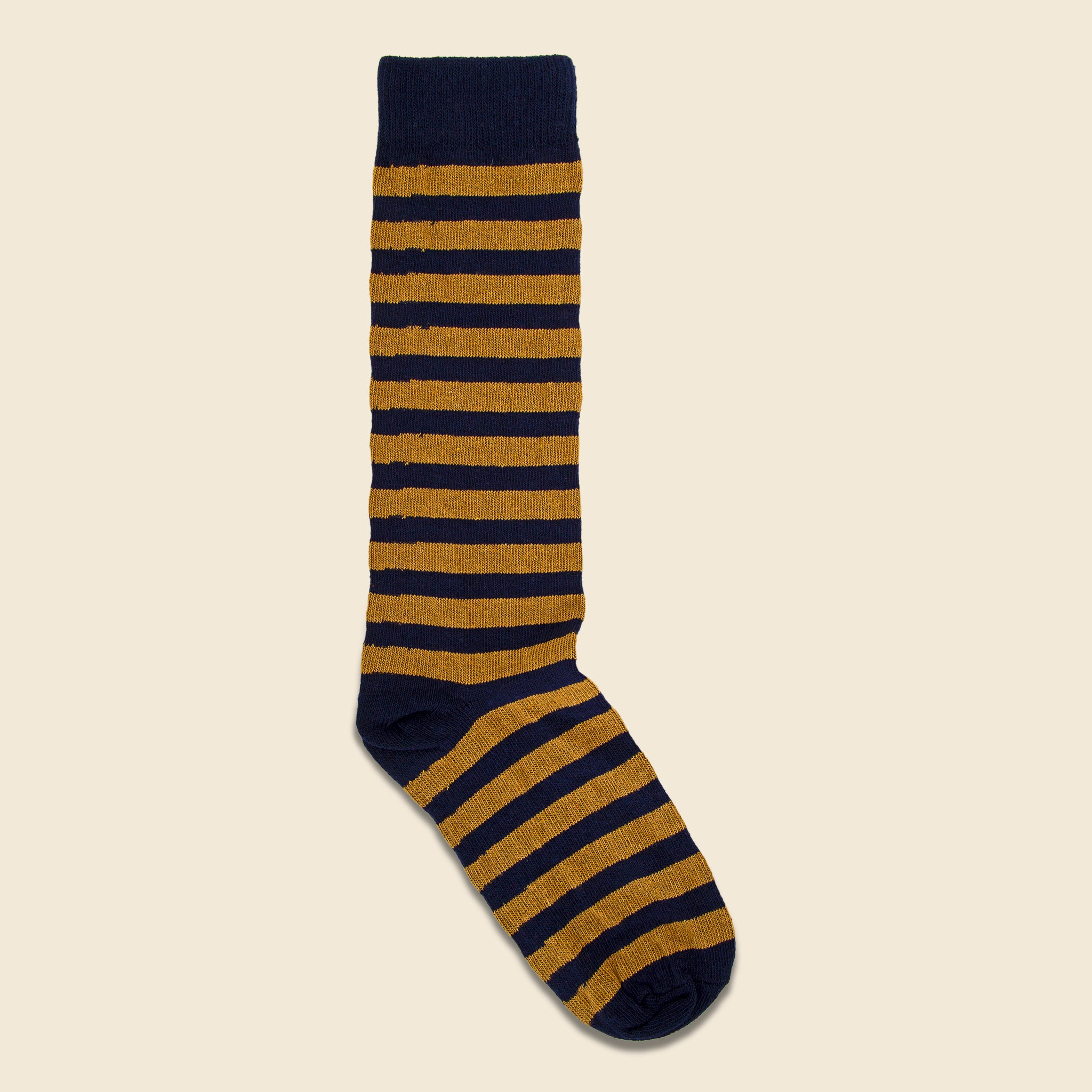 Rugby Stripe Crew Sock - Navy/Ochre - American Trench - STAG Provisions - Accessories - Socks