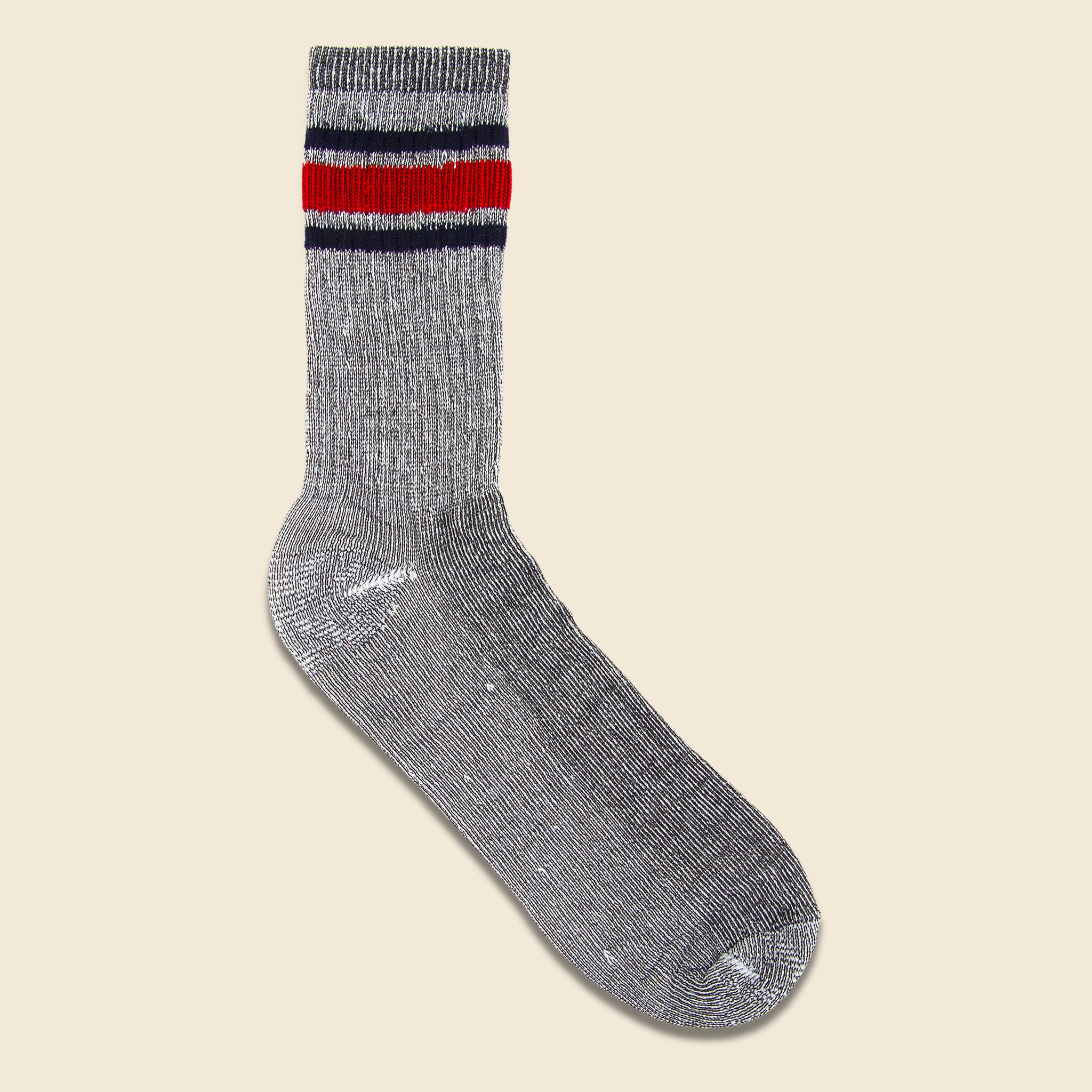 Merino Activity Crew Sock - Grey/Navy/Red - American Trench - STAG Provisions - Accessories - Socks