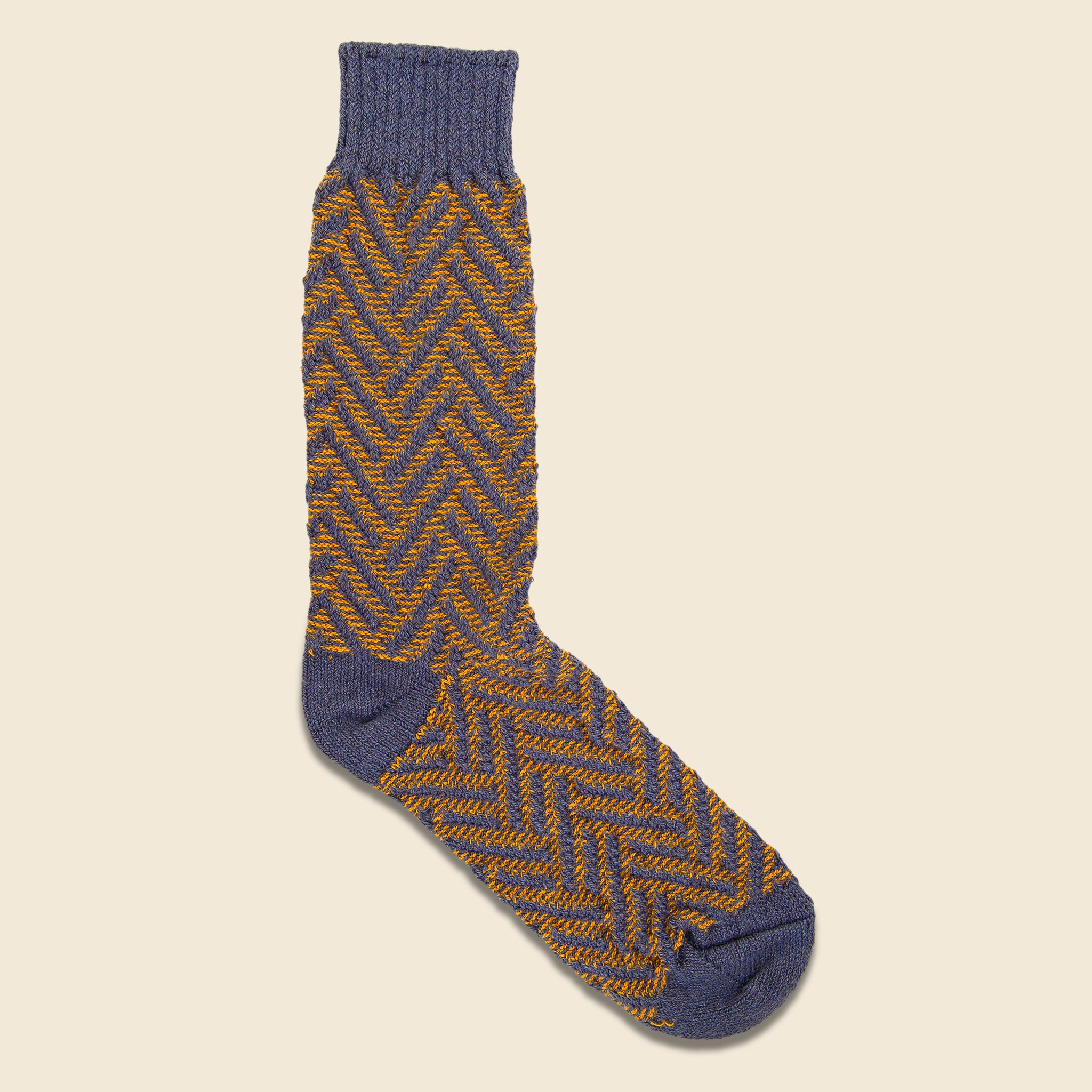 Exploded Herringbone Crew Sock - Grey/Gold - American Trench - STAG Provisions - Accessories - Socks