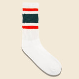 American Trench - Retro Stripe Crew Sock, FW20, Green/Orange - American Trench - STAG Provisions - Accessories - Socks
