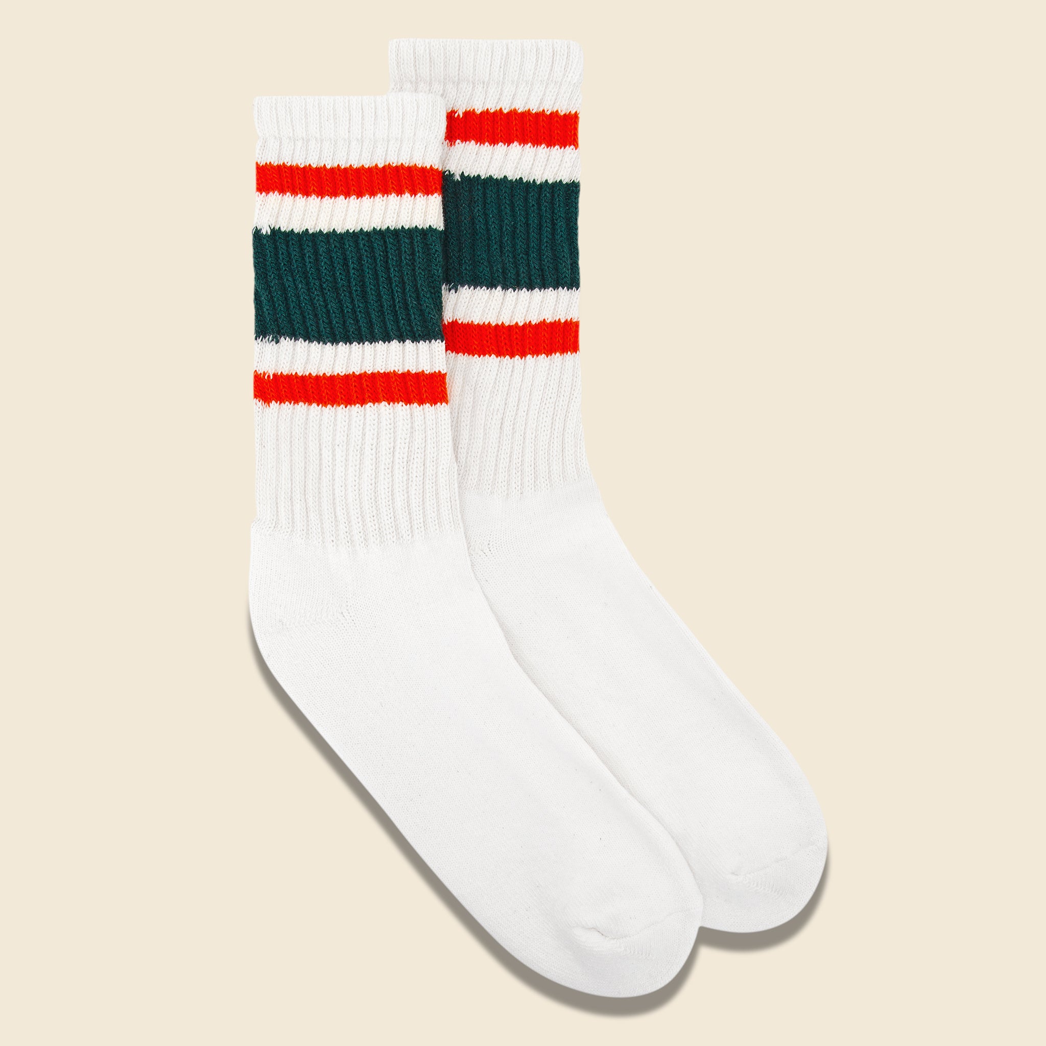 American Trench - Retro Stripe Crew Sock, FW20, Green/Orange - American Trench - STAG Provisions - Accessories - Socks