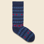 American Trench - Navajo Stripe Sock, FW20, Navy - American Trench - STAG Provisions - Accessories - Socks