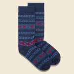 American Trench - Navajo Stripe Sock, FW20, Navy - American Trench - STAG Provisions - Accessories - Socks
