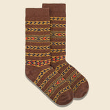 American Trench - Navajo Stripe Sock, FW20, Brown - American Trench - STAG Provisions - Accessories - Socks