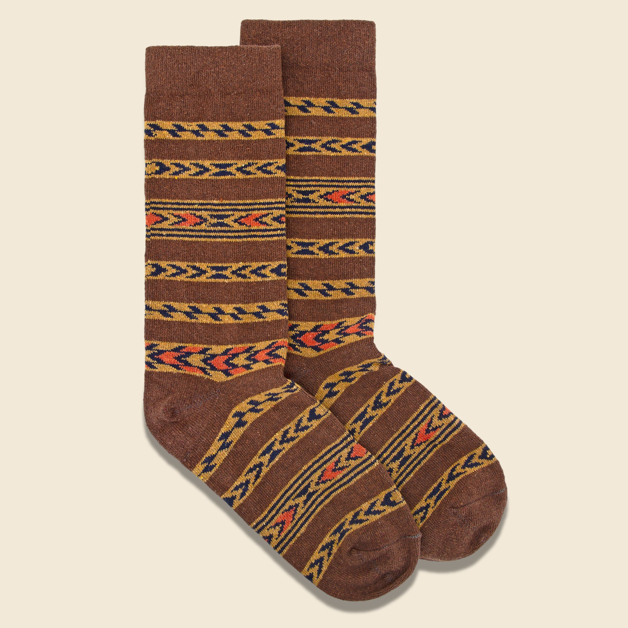American Trench - Navajo Stripe Sock, FW20, Brown - American Trench - STAG Provisions - Accessories - Socks