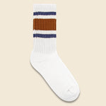 Retro Stripe Sock - Brown/Denim - American Trench - STAG Provisions - Accessories - Socks