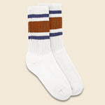Retro Stripe Sock - Brown/Denim - American Trench - STAG Provisions - Accessories - Socks