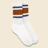 Retro Stripe Sock - Brown/Denim - American Trench - STAG Provisions - Accessories - Socks