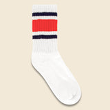 Retro Stripe Sock - Navy/Orange - American Trench - STAG Provisions - Accessories - Socks