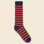 Rugby Stripe Crew Sock - Navy/Orange - American Trench - STAG Provisions - Accessories - Socks