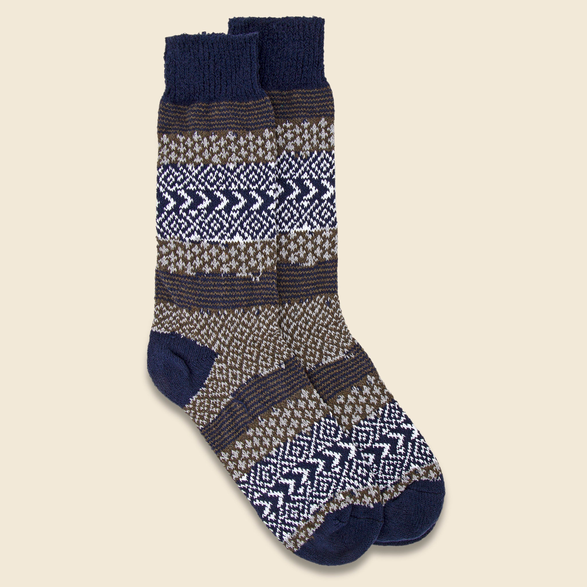 Cotton Fair Isle Crew Sock - Navy - American Trench - STAG Provisions - Accessories - Socks