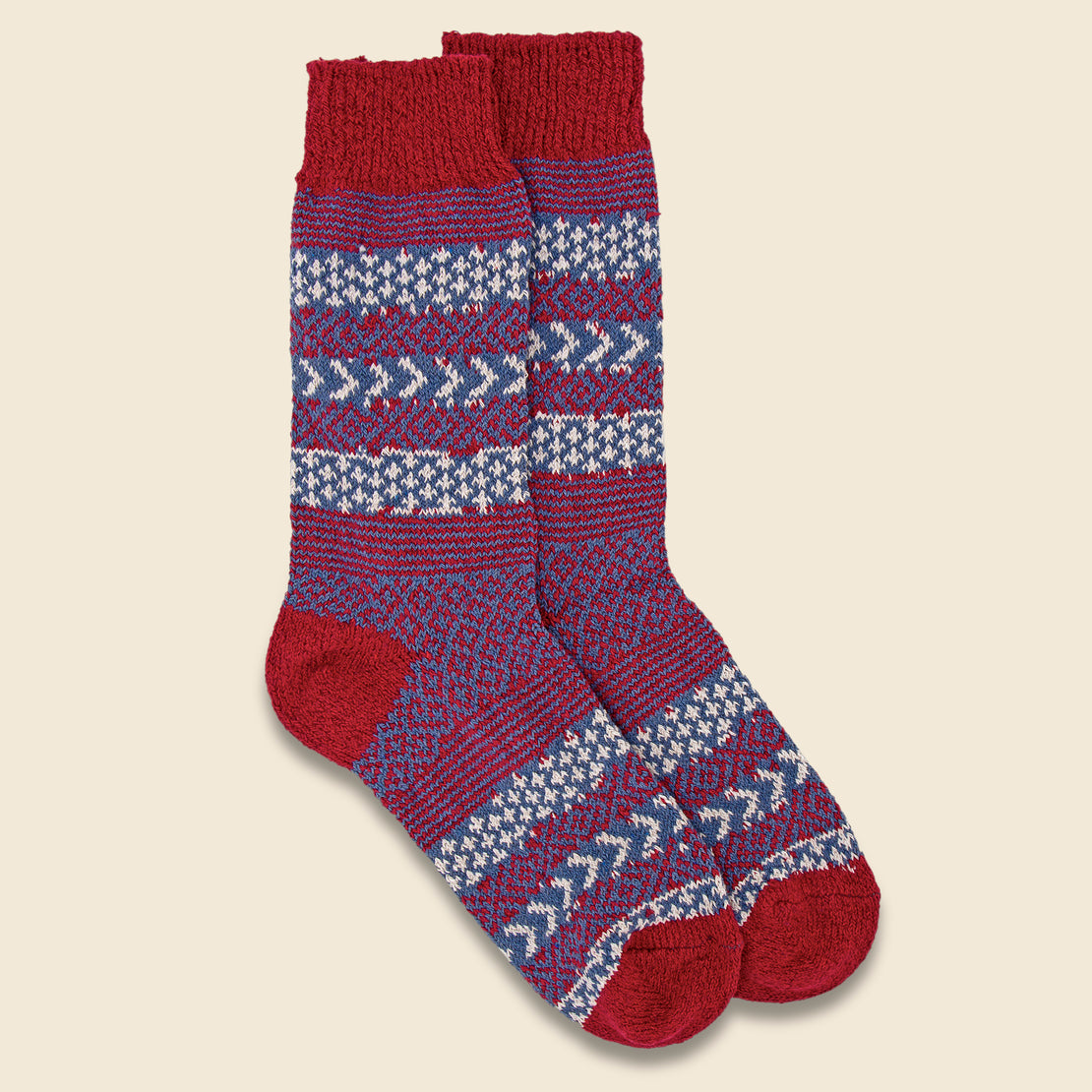 Cotton Fair Isle Sock - Red - American Trench - STAG Provisions - Accessories - Socks