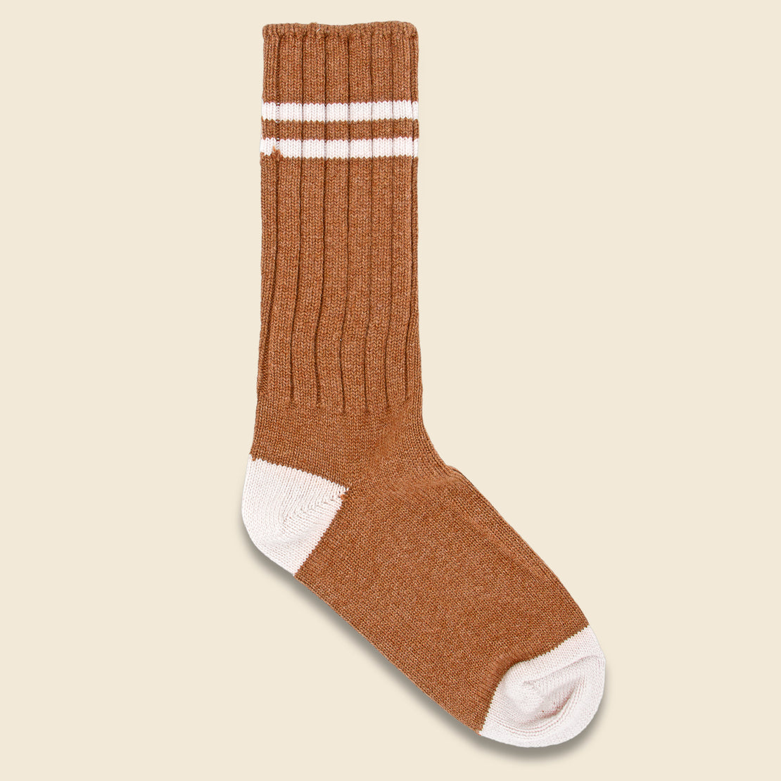 American Trench Cashmere Double Stripe Sock - Vintage Vicuna