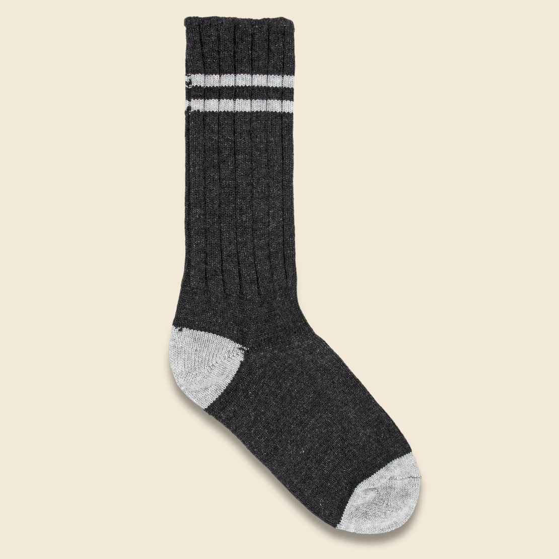 American Trench Cashmere Double Stripe Sock - Charcoal Marl