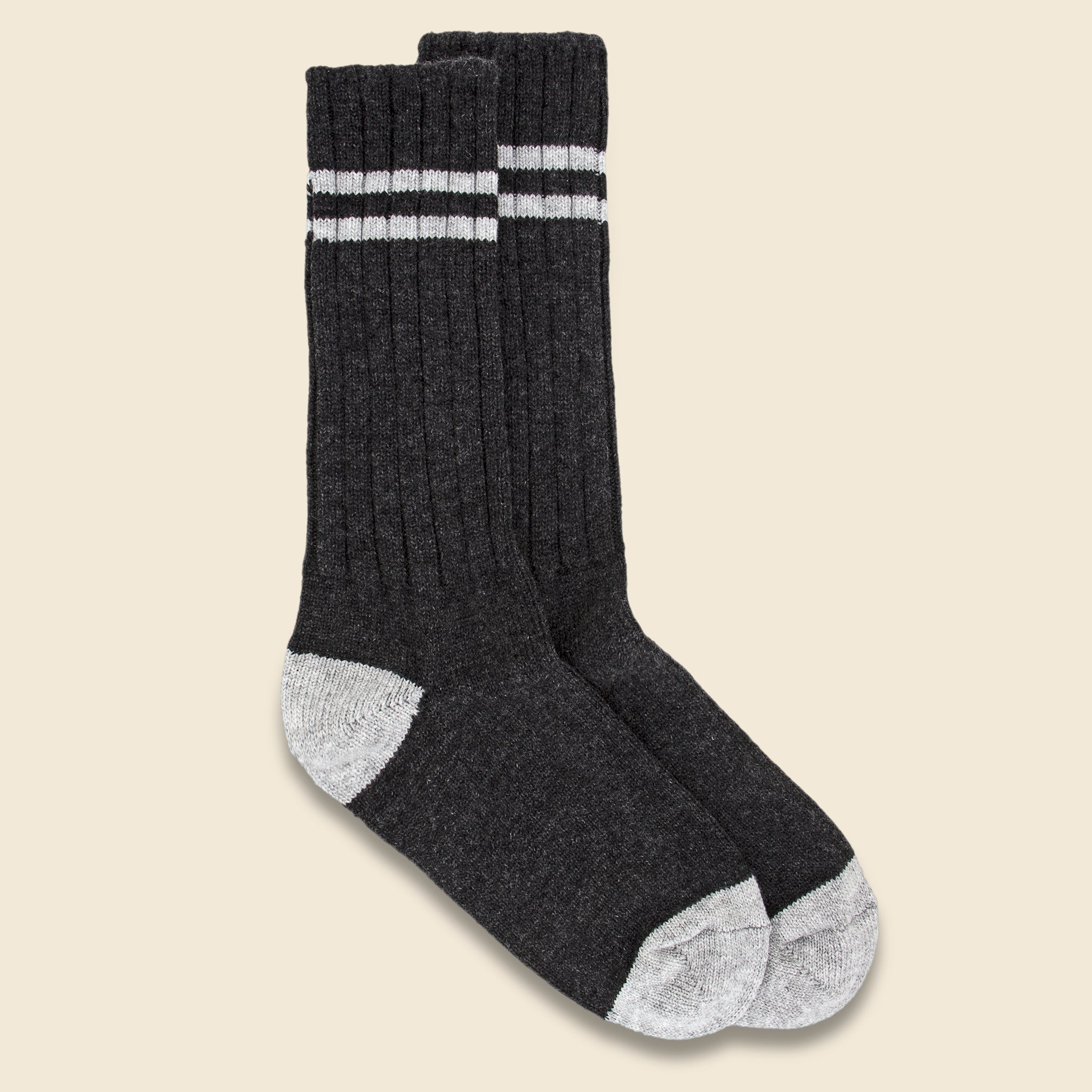 
                          Cashmere Double Stripe Sock - Charcoal Marl - American Trench - STAG Provisions - Accessories - Socks
                        