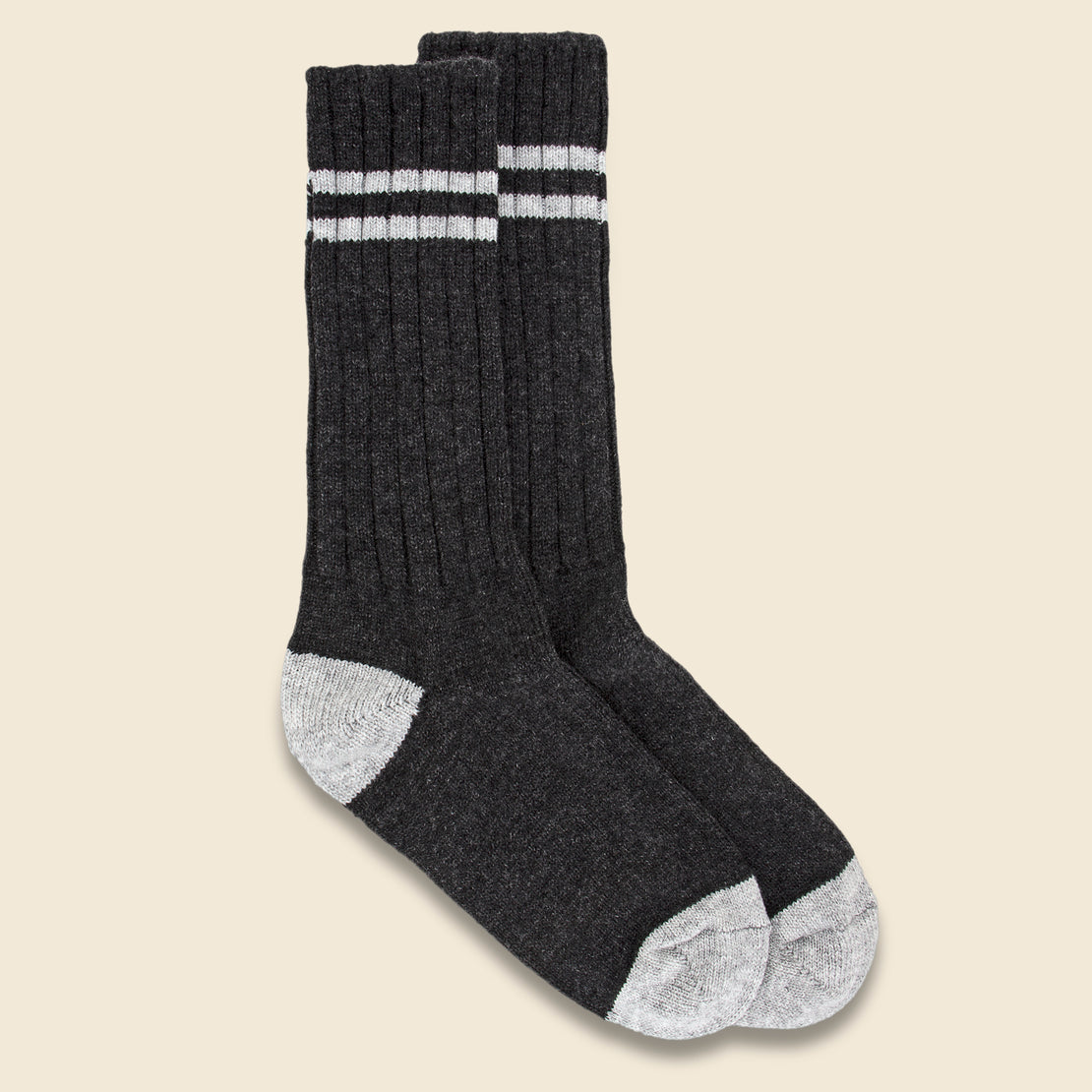 Cashmere Double Stripe Sock - Charcoal Marl - American Trench - STAG Provisions - Accessories - Socks