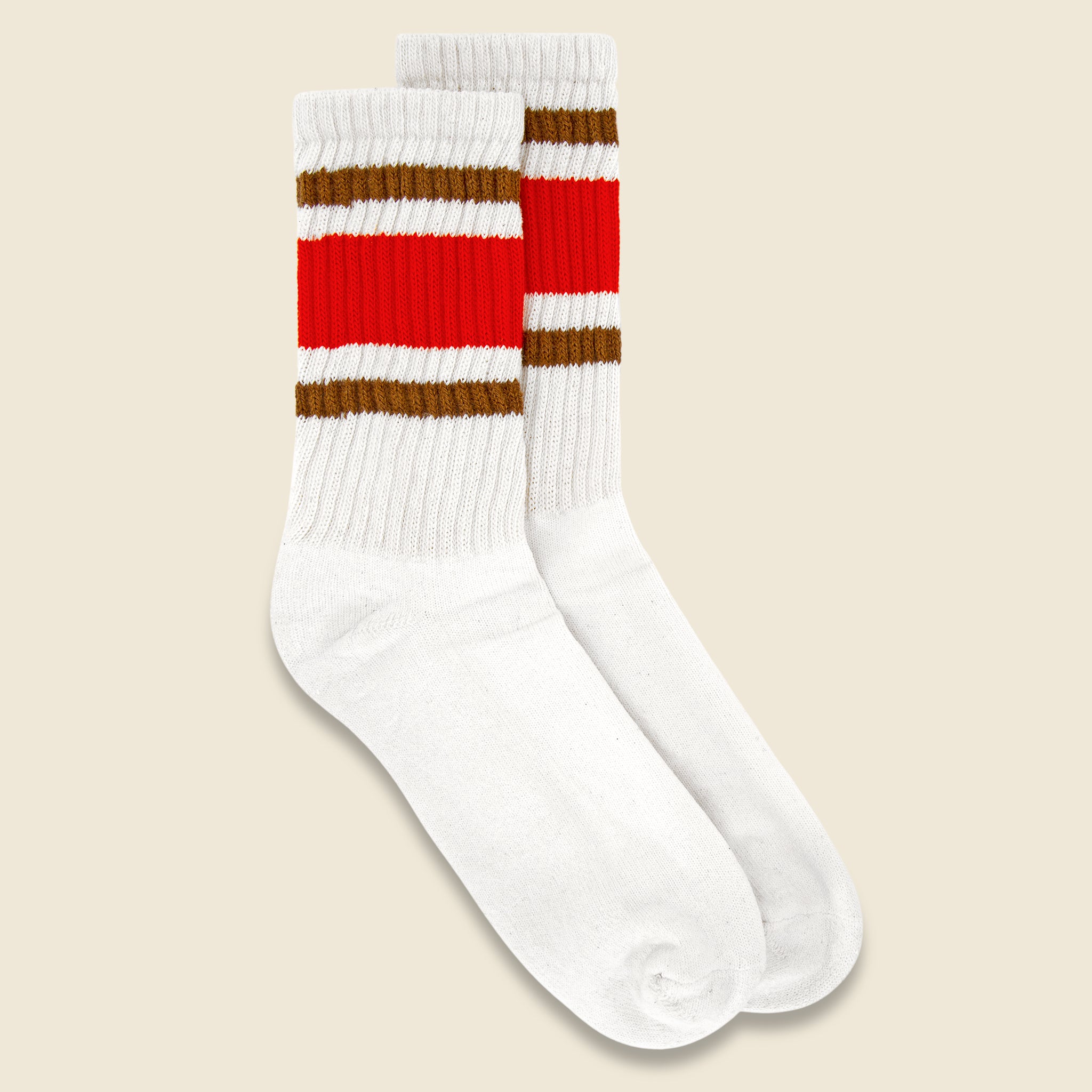 Retro Stripe Crew Sock - Brown/Orange - American Trench - STAG Provisions - Accessories - Socks