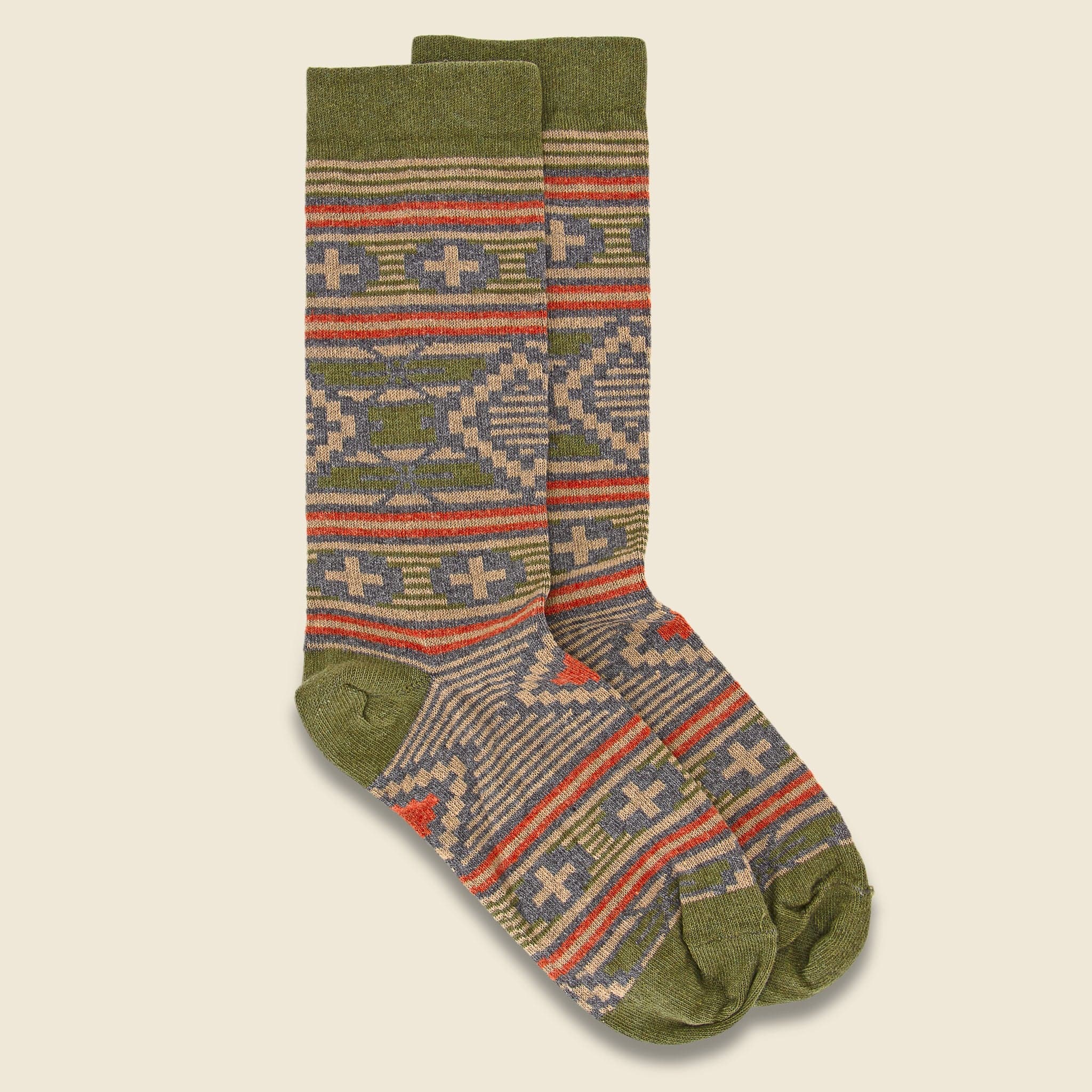 Southwest Diamond Crew Sock - Wheat - American Trench - STAG Provisions - Accessories - Socks
