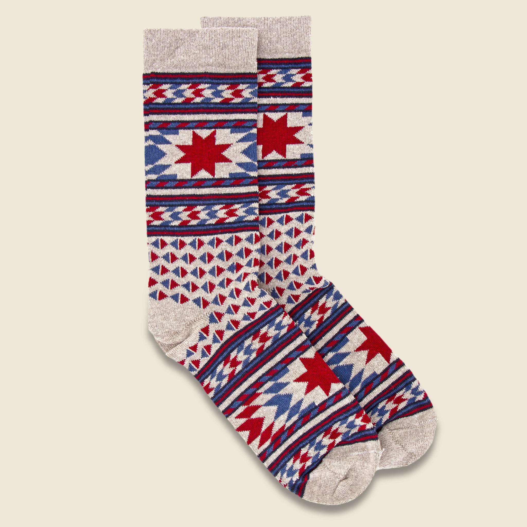 American Star Crew Sock - Linen/Red/Blue - American Trench - STAG Provisions - Accessories - Socks