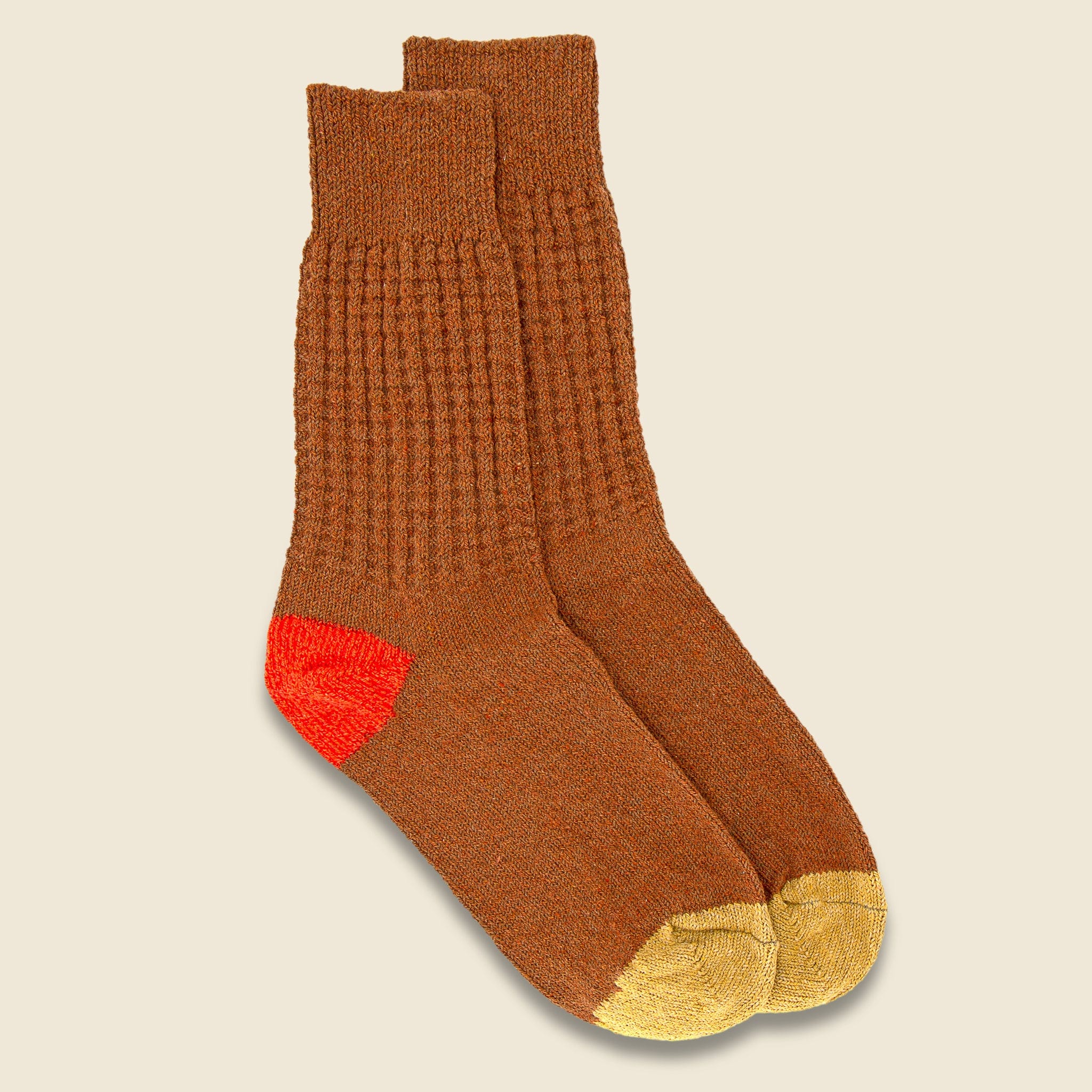 Waffle Crew Sock - Caramel - American Trench - STAG Provisions - Accessories - Socks