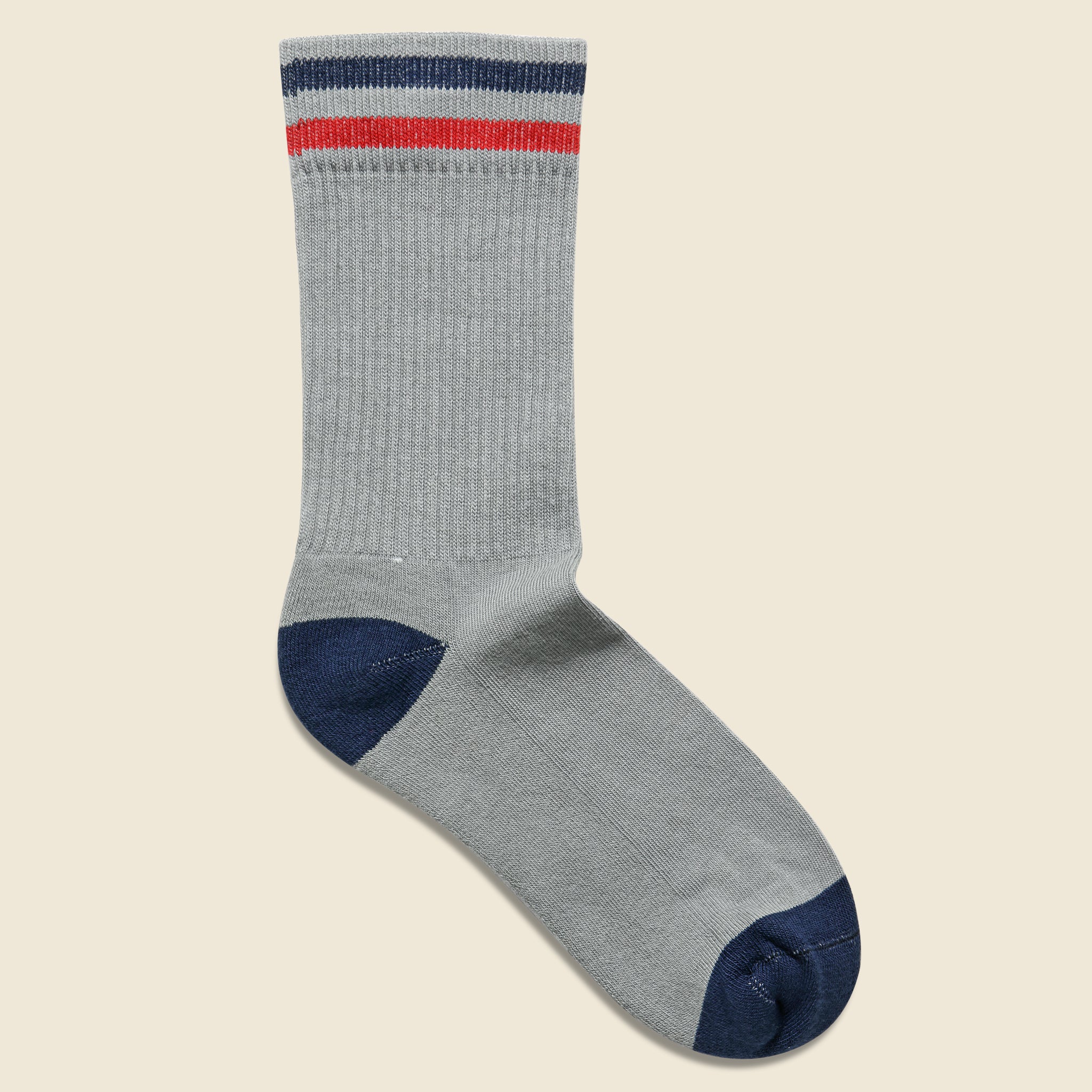 Kennedy Athletic Crew Sock - Grey/Navy/Red - American Trench - STAG Provisions - Accessories - Socks