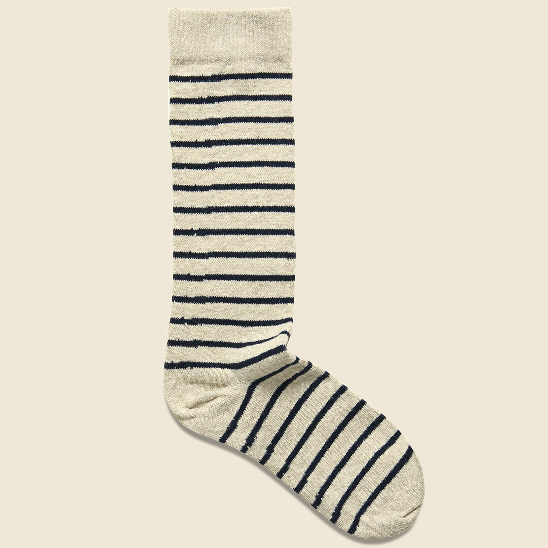 American Trench Classic Breton Stripe Sock - Linen/White